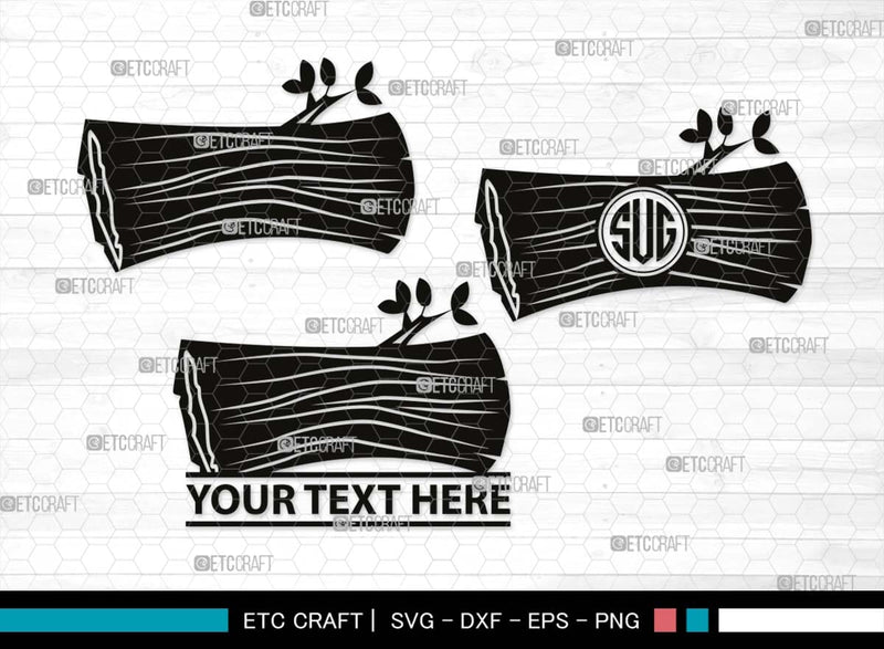 Rustic Log Svg Vector Wood Log Monogram, Wood Log Silhouette, Wood Log SVG, Wood Svg, Tree L ...