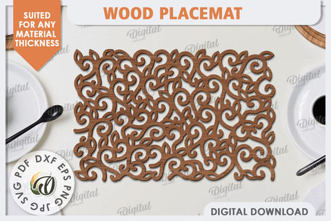 Wood Placemat Laser Cut. Home Decor. Wood Coasters SVG SVG Evgenyia Guschina 