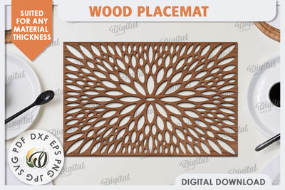 Wood Placemat Laser Cut. Home Decor. Wood Coasters SVG SVG Evgenyia Guschina 