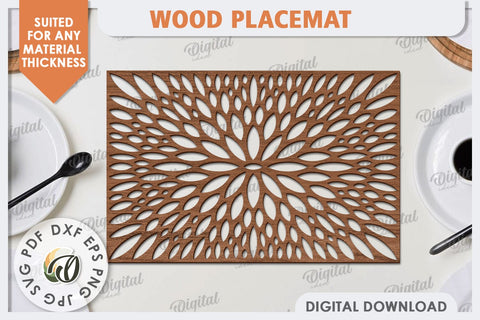 Wood Placemat Laser Cut. Home Decor. Wood Coasters SVG SVG Evgenyia Guschina 