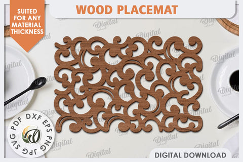 Wood Placemats Laser Cut Bundle. Home Decor. Coasters SVG SVG Evgenyia Guschina 
