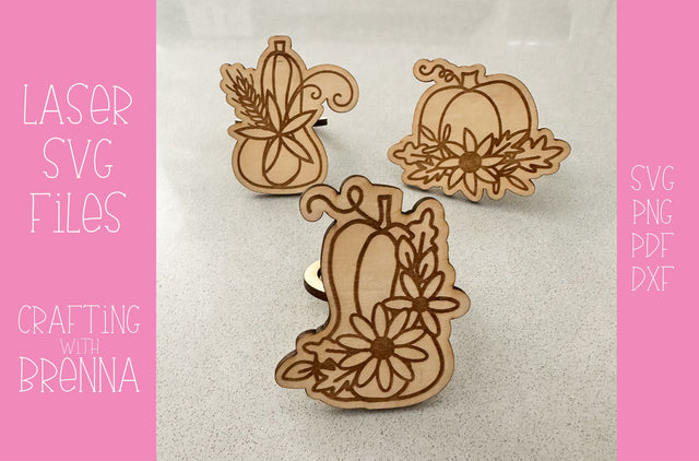 Wood Pumpkin Napkin Ring Bundle Laser SVG File SVG Crafting With Brenna 