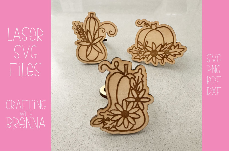 Wood Pumpkin Napkin Ring Bundle Laser SVG File SVG Crafting With Brenna 