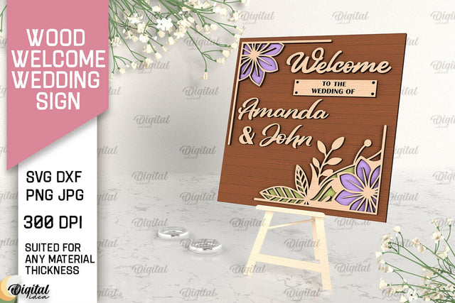 Wood Welcome Wedding Sign Laser Cut. Wedding Decor SVG SVG Evgenyia Guschina 