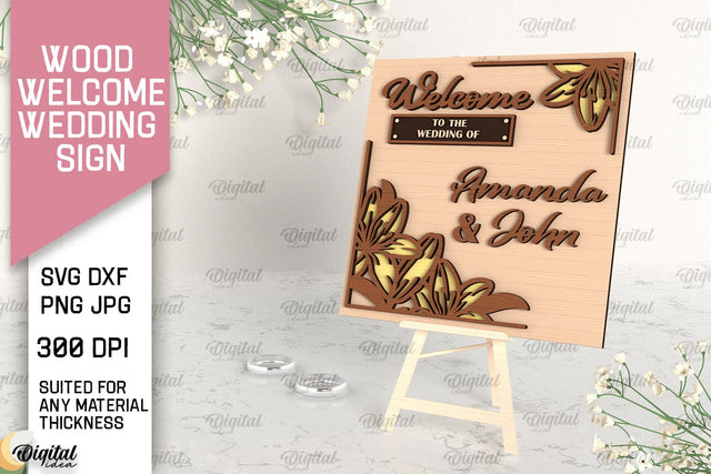 Wood Welcome Wedding Sign Laser Cut. Wedding Decor SVG SVG Evgenyia Guschina 