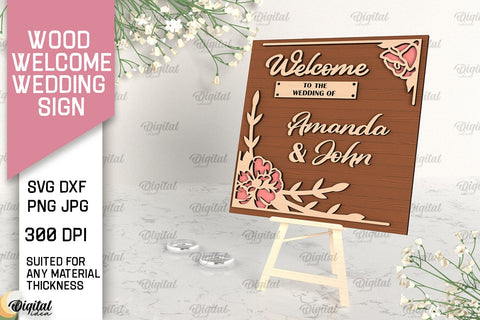 Wood Welcome Wedding Sign Laser Cut. Wedding Decor SVG SVG Evgenyia Guschina 