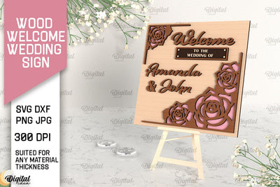 Wood Welcome Wedding Sign Laser Cut. Wedding Decor SVG SVG Evgenyia Guschina 