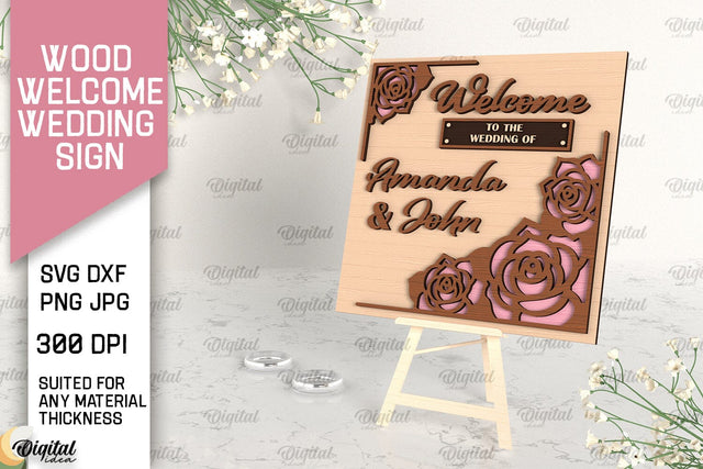 Wood Welcome Wedding Sign Laser Cut. Wedding Decor SVG SVG Evgenyia Guschina 