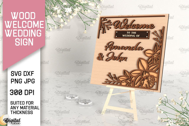 Wood Welcome Wedding Sign Laser Cut. Wedding Decor SVG SVG Evgenyia Guschina 