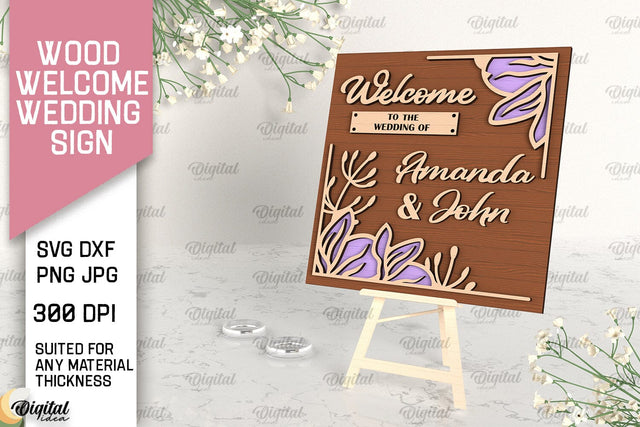 Wood Welcome Wedding Sign Laser Cut. Wedding Decor SVG SVG Evgenyia Guschina 