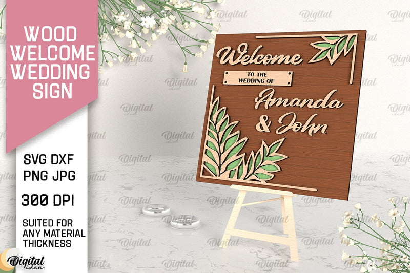Wood Welcome Wedding Sign Laser Cut. Wedding Decor SVG SVG Evgenyia Guschina 