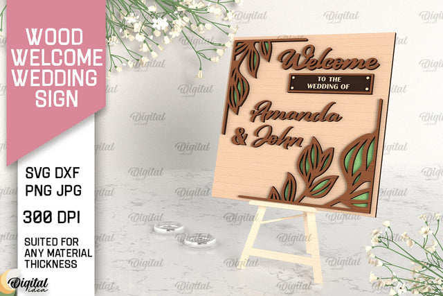 Wood Welcome Wedding Sign Laser Cut. Wedding Decor SVG SVG Evgenyia Guschina 
