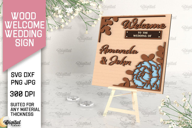 Wood Welcome Wedding Sign Laser Cut. Wedding Decor SVG SVG Evgenyia Guschina 