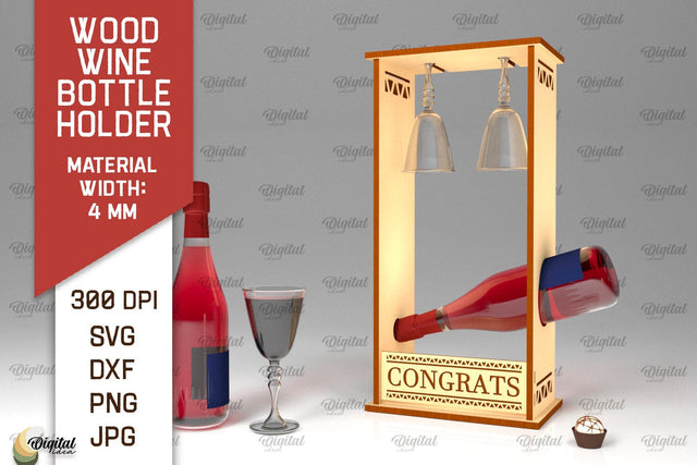 Wood Wine Bottle Holder Laser Cut. Wine Rack SVG SVG Evgenyia Guschina 