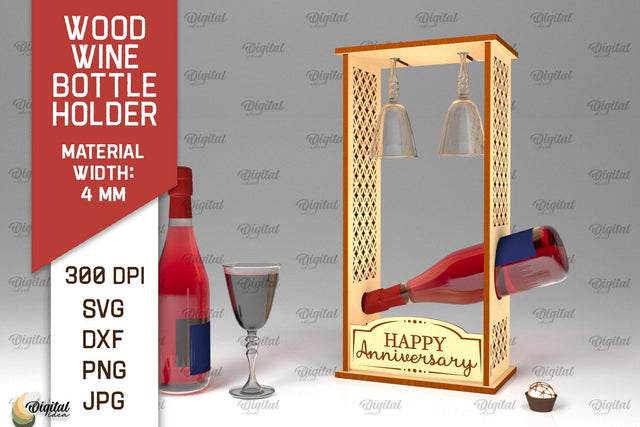 Wood Wine Bottle Holder Laser Cut. Wine Rack SVG SVG Evgenyia Guschina 