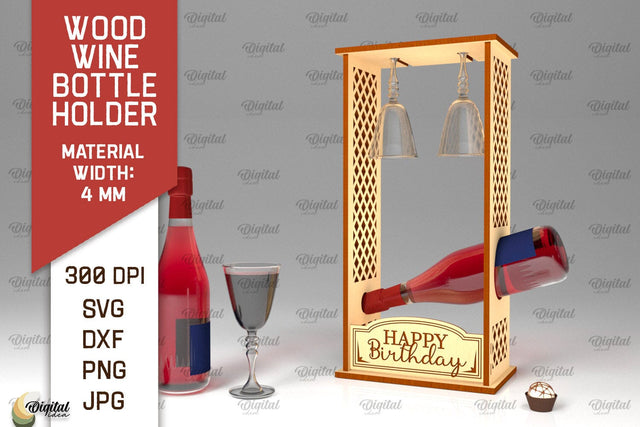 Wood Wine Bottle Holder Laser Cut. Wine Rack SVG SVG Evgenyia Guschina 