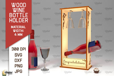Wood Wine Bottle Holder Laser Cut. Wine Rack SVG SVG Evgenyia Guschina 