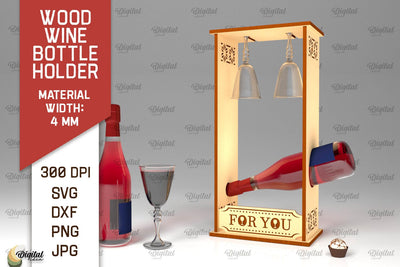 Wood Wine Bottle Holder Laser Cut. Wine Rack SVG SVG Evgenyia Guschina 