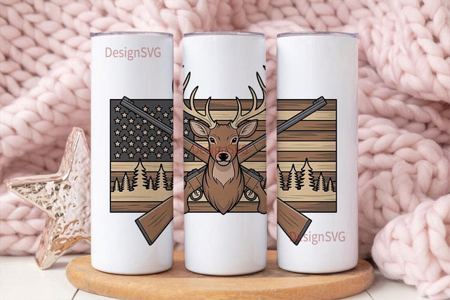 Wooden American Flag Deer 20oz Tumbler Sublimation DesignSVG 