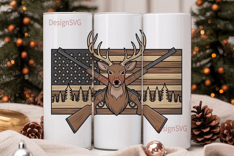 Wooden American Flag Deer 20oz Tumbler Sublimation DesignSVG 