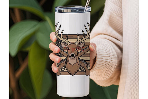 Wooden American Flag Deer 20oz Tumbler Sublimation DesignSVG 