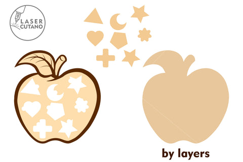 Wooden Apple Shape Sorter Toy - Laser Cut Kids Puzzle SVG File SVG LaserCutano 