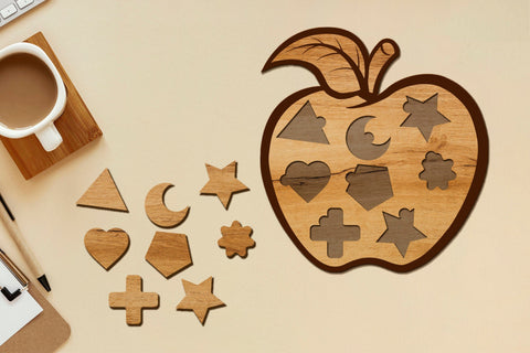 Wooden Apple Shape Sorter Toy - Laser Cut Kids Puzzle SVG File SVG LaserCutano 