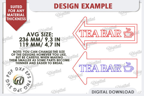 Wooden Arrow Sign for Drinks Laser Cut. Kitchen Sign SVG SVG Evgenyia Guschina 