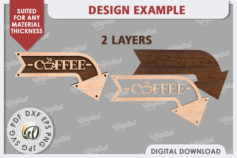 Wooden Arrow Sign for Drinks Laser Cut. Kitchen Sign SVG SVG Evgenyia Guschina 