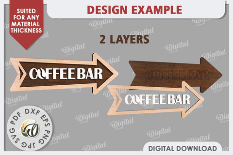 Wooden Arrow Sign for Drinks Laser Cut. Kitchen Sign SVG SVG Evgenyia Guschina 