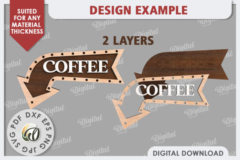 Wooden Arrow Sign for Drinks Laser Cut. Kitchen Sign SVG SVG Evgenyia Guschina 