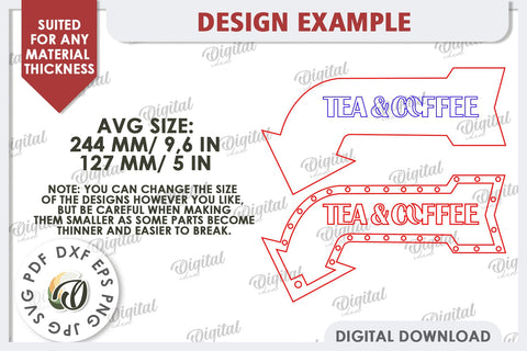 Wooden Arrow Sign for Drinks Laser Cut. Kitchen Sign SVG SVG Evgenyia Guschina 