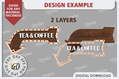 Wooden Arrow Sign for Drinks Laser Cut. Kitchen Sign SVG SVG Evgenyia Guschina 