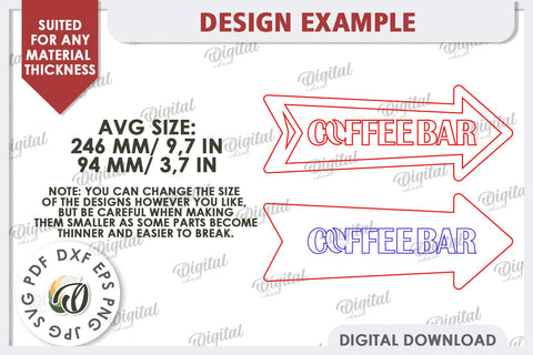 Wooden Arrow Sign for Drinks Laser Cut. Kitchen Sign SVG SVG Evgenyia Guschina 