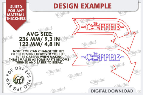 Wooden Arrow Sign for Drinks Laser Cut. Kitchen Sign SVG SVG Evgenyia Guschina 