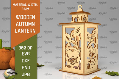 Wooden Autumn Lantern Laser Cut. Fall Lantern SVG Design SVG Evgenyia Guschina 