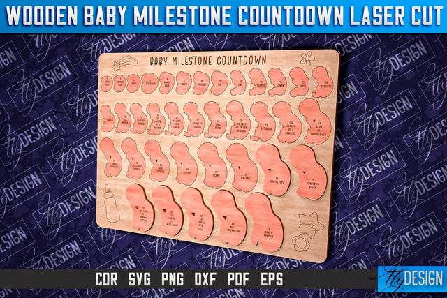 Wooden Baby Milestone Countdown | Wooden Puzzle Laser Cut SVG Fly Design 