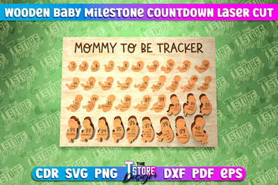Wooden Baby Milestone Countdown | Wooden Puzzle Laser Cut SVG The T Store Design 
