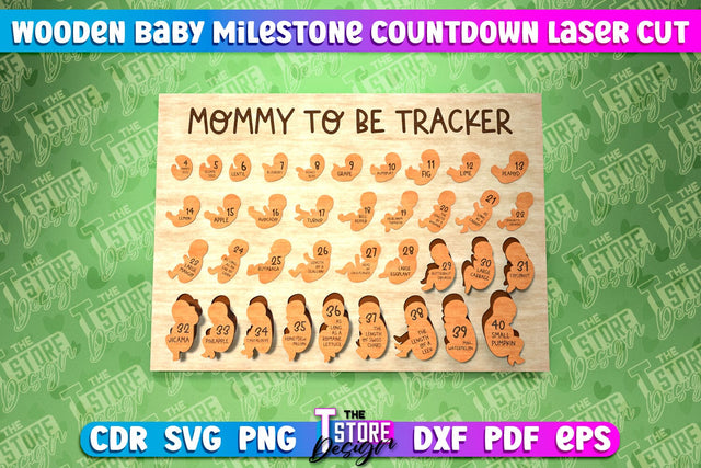 Wooden Baby Milestone Countdown | Wooden Puzzle Laser Cut SVG The T Store Design 