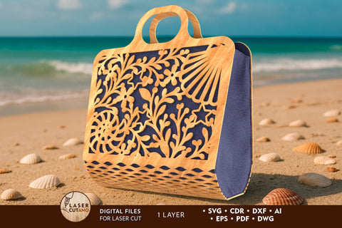 Wooden Beach Bag SVG LaserCutano 
