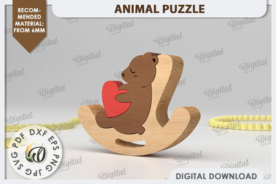 Wooden Bear Puzzle Laser Cut. Animal Puzzle SVG Design SVG Evgenyia Guschina 