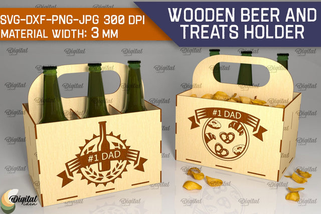 Wooden Beer And Treats Holder Laser Cut. Bottle Box SVG SVG Evgenyia Guschina 