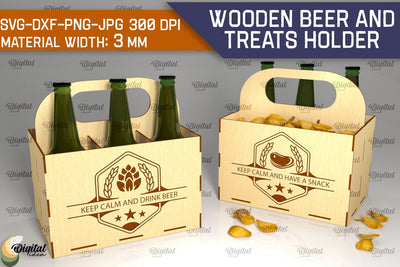 Wooden Beer And Treats Holder Laser Cut. Bottle Box SVG SVG Evgenyia Guschina 