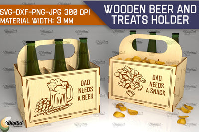 Wooden Beer And Treats Holder Laser Cut. Bottle Box SVG SVG Evgenyia Guschina 