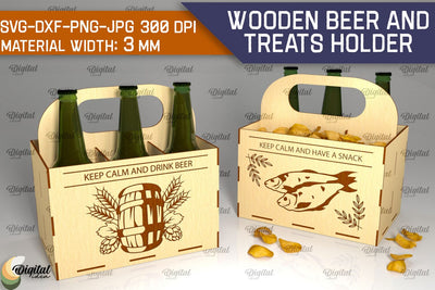 Wooden Beer And Treats Holder Laser Cut. Bottle Box SVG SVG Evgenyia Guschina 