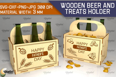 Wooden Beer And Treats Holder Laser Cut. Bottle Box SVG SVG Evgenyia Guschina 