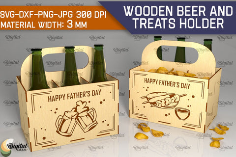 Wooden Beer And Treats Holder Laser Cut. Bottle Box SVG SVG Evgenyia Guschina 