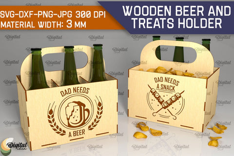 Wooden Beer And Treats Holder Laser Cut. Bottle Box SVG SVG Evgenyia Guschina 
