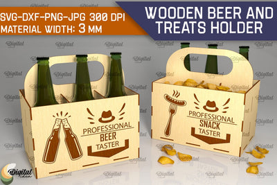 Wooden Beer And Treats Holder Laser Cut. Bottle Box SVG SVG Evgenyia Guschina 