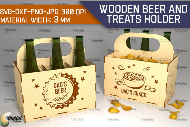 Wooden Beer And Treats Holder Laser Cut. Bottle Box SVG SVG Evgenyia Guschina 